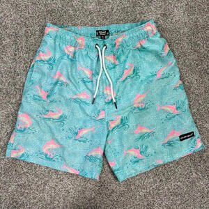 Island Haze Mens Swim Shorts XL Teal Sword‎ Fish Pink Board Boat Preppy Bright